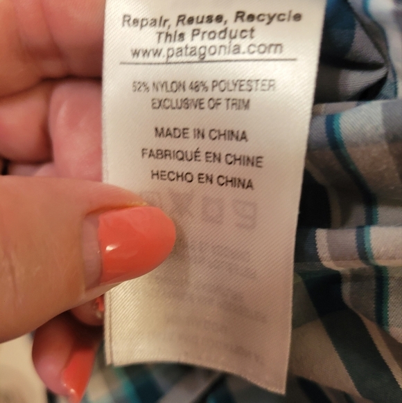 Patagonia Men's High Moss Plaid Nylon Button Down Short Sleeve Shirt Medium - Picture 5 of 5